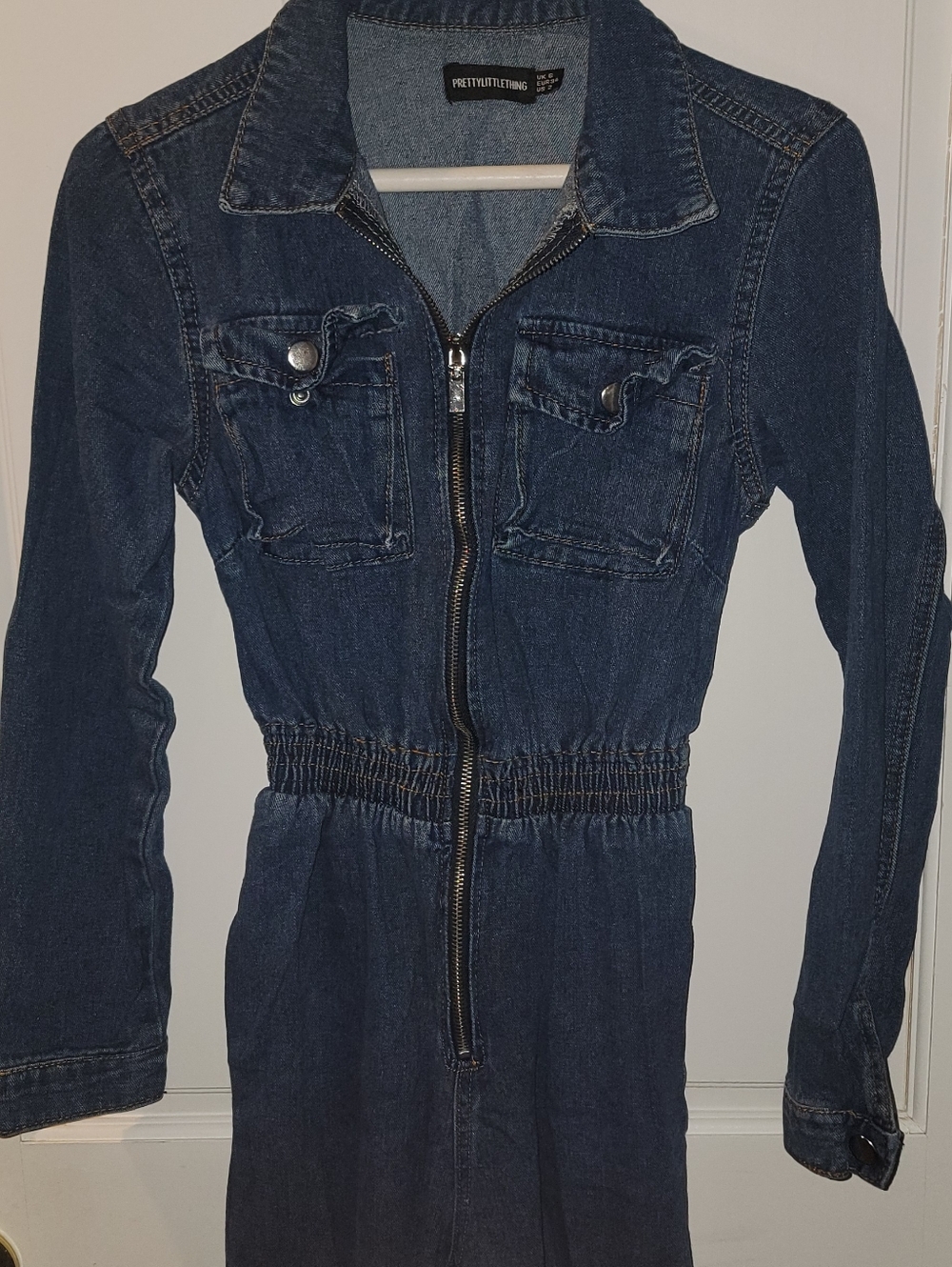 Blue Denim Front Zip Jumpsuit